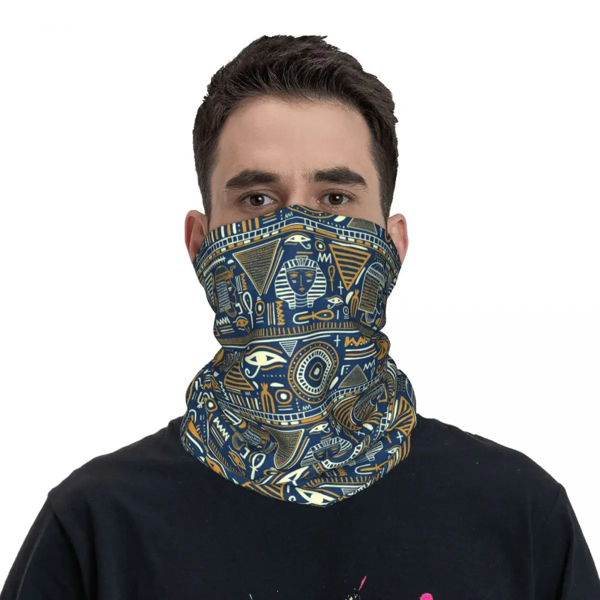 Ancient Egypt Tribal Bandana Neck Gaiter Egyptian Ethnic Wrap Scarf Cycling  Sprots for Men Women Adult Windproof