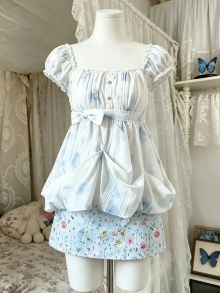 Japanisches Spitzen-Schleifenkleid im Y2K-Stil, Kawaii Lolita Kleid für Damen, Süßes Spitzenkleid mit Rüschen, Harajuku Slim Bandage Kleid, Sommer 2026