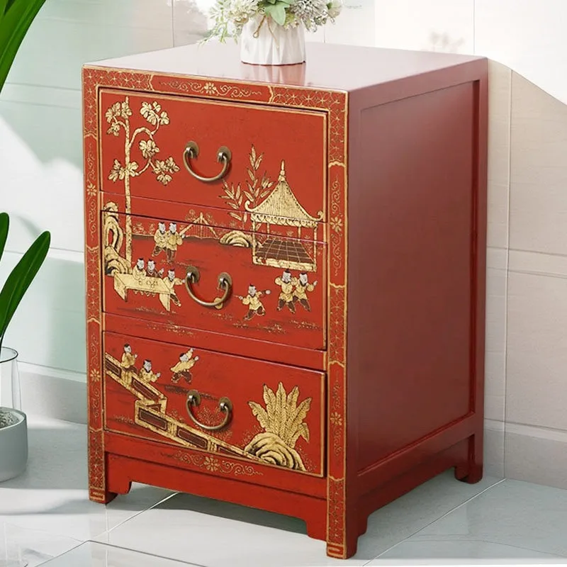 Chinese-style painted chest cabinet solid wood antique bedroom storage porch foyer decorative cabinet