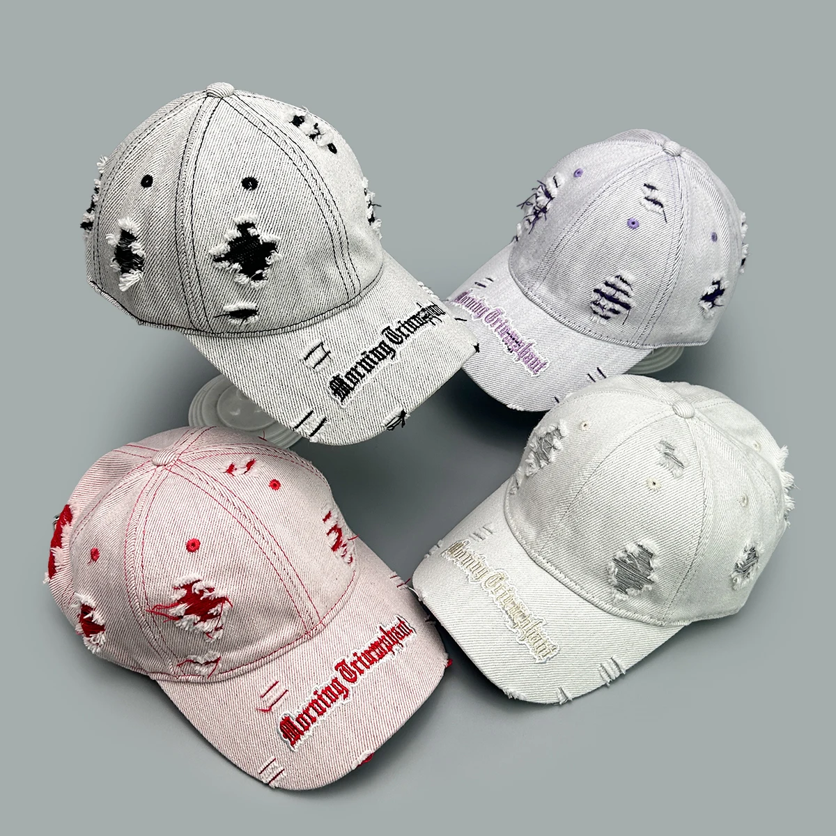 

Distress Street Broken Letters Embroidery Baseball Hats New Men Women Sunshade Niche Versatile Personal Fashion ins Peaked Caps