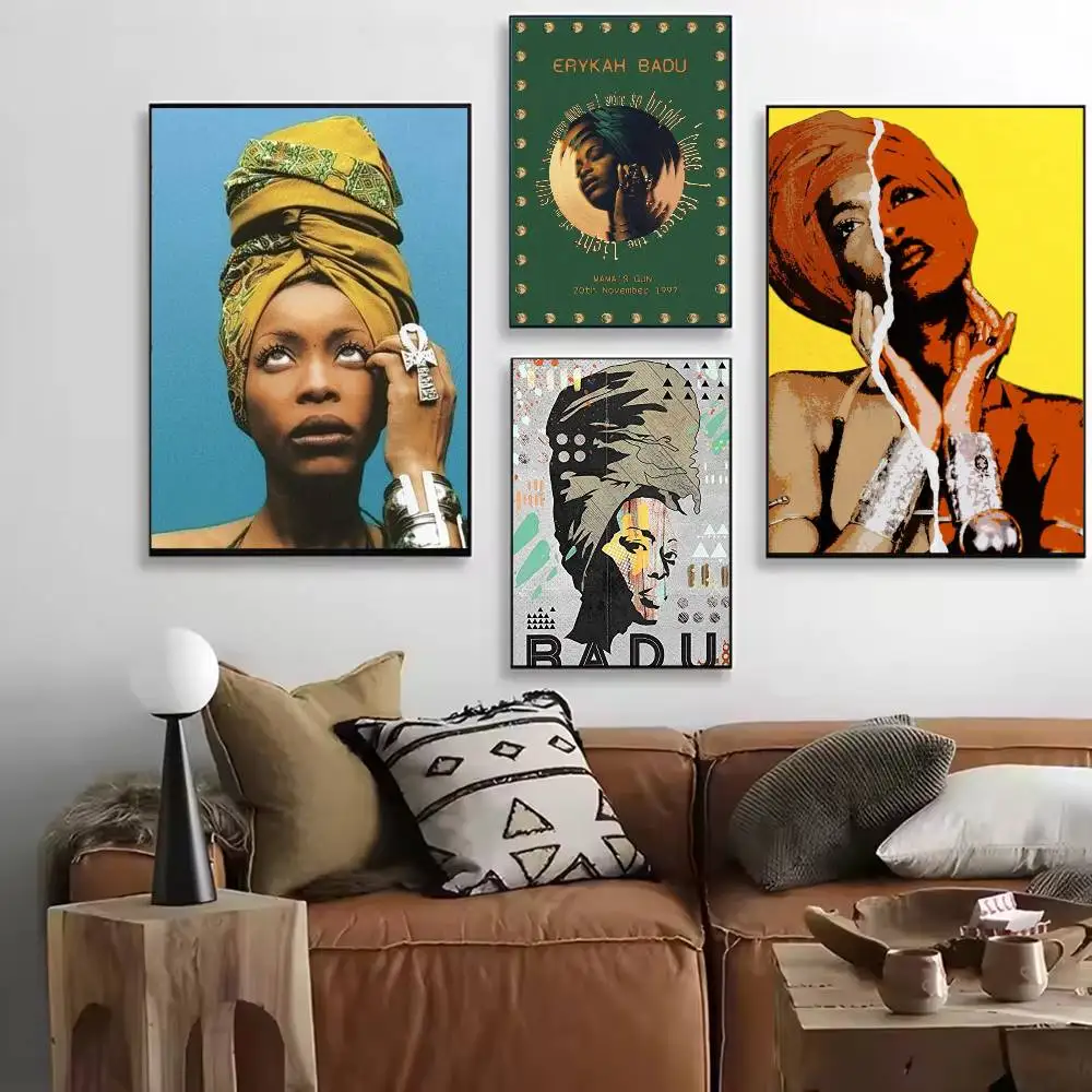 E-erykah Badu American Singer-songwriter Poster Versatile HD Waterproof Wall Art Self-Adhesive Decor for Any Space Ideal Gift