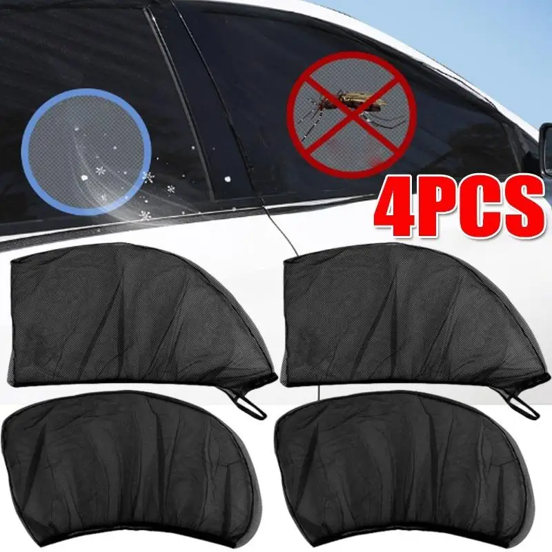 

2/4PCS Car Window Mosquito Mesh Screen Privacy​ Foldable Sunshade Block Protective Curtain Auto Accessories