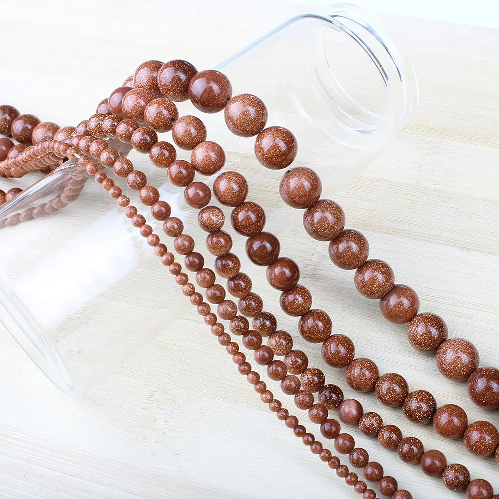 Whosale Natural Goldstone Loose Beads Round 4mm,6mm,8mm,10mm,12mm Semi-precious Stone  Beads DIY Jewelry For Necklace Bracelet