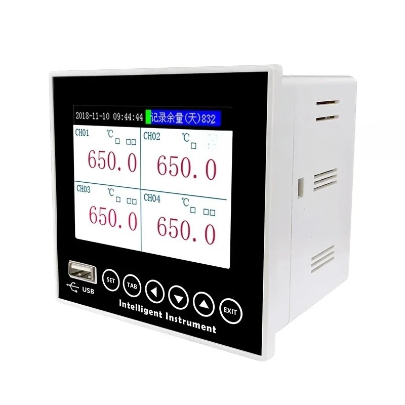 

3.5 inch touchscreen paperless recorder, temperature, pressure, liquid level, flow and humidity USB recorder, 12 channels, 6 4