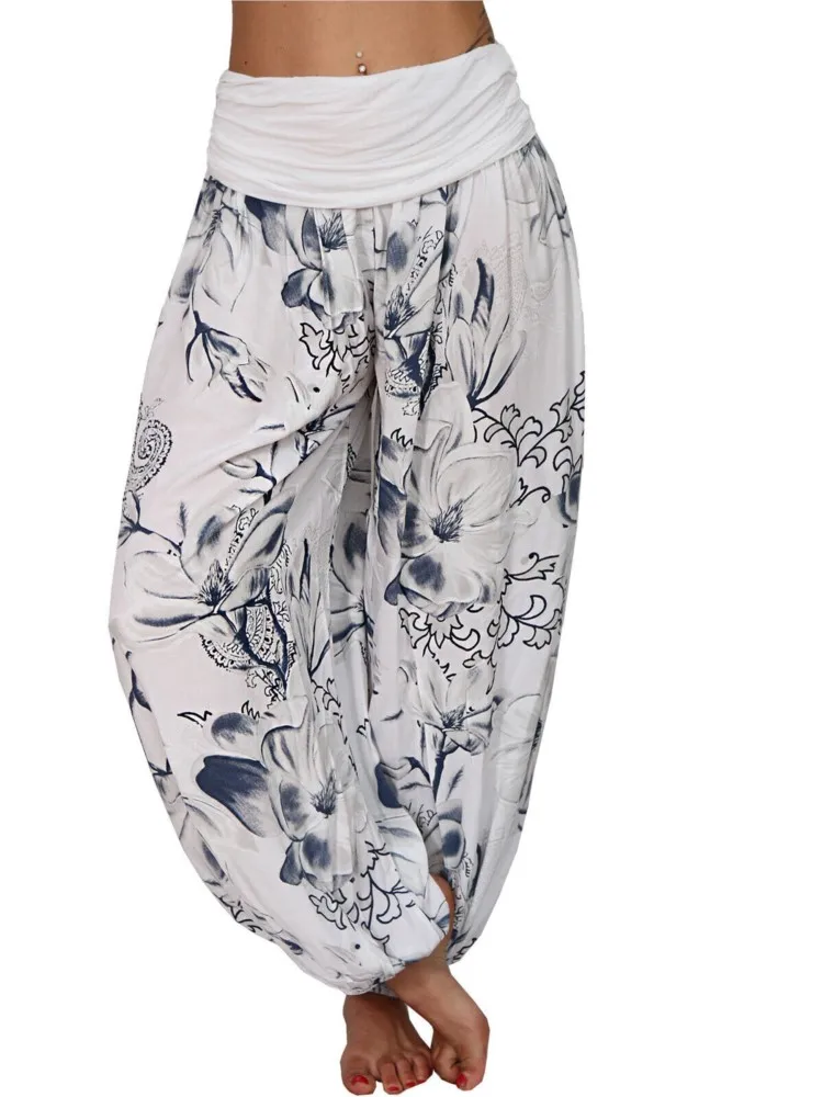 Woman's Fashion Flowers Print Harem Pant Spring Autumn Casual Wide Leg Pants Loose Design Ladies Comfortable Versatile Clothing