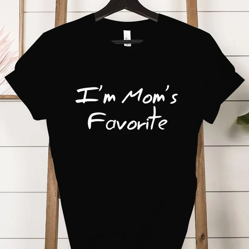 Summer Clothing I'M Mom's Favorite Fashion Casual Women Tee T-shirts Casual Short Sleeve Regular Female Graphic T Shirt Clothes