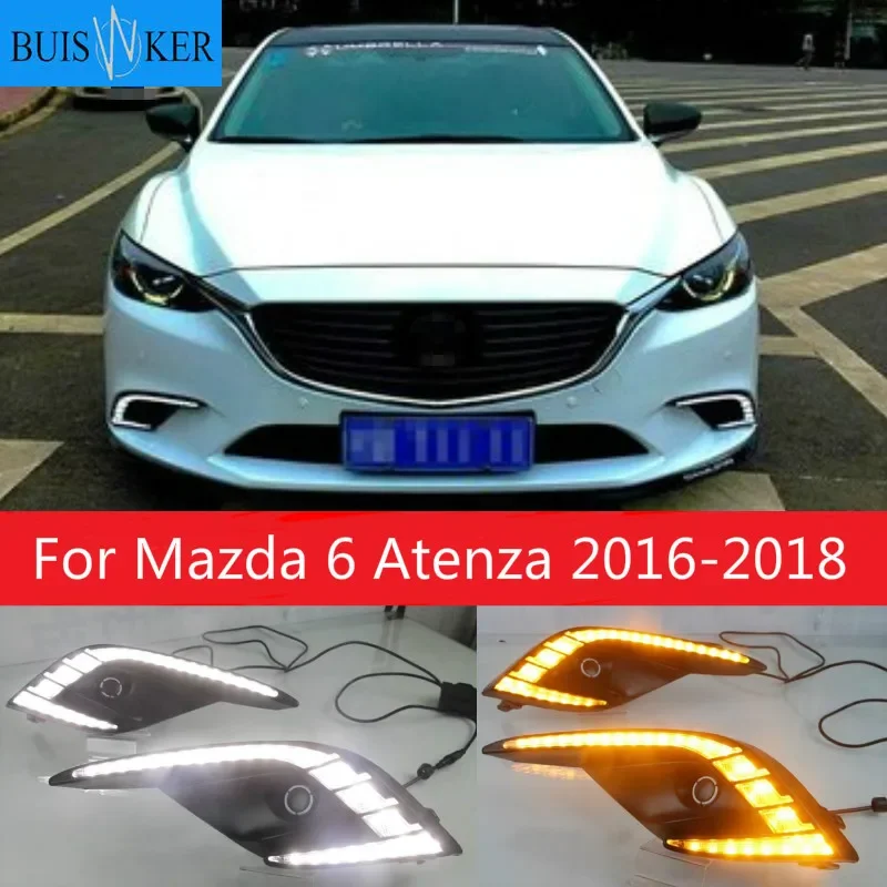 

Turn Signal Light and dimming style Relay 12V LED car DRL daytime running light with fog lamp hole for Mazda 6 Atenza 2016-2018