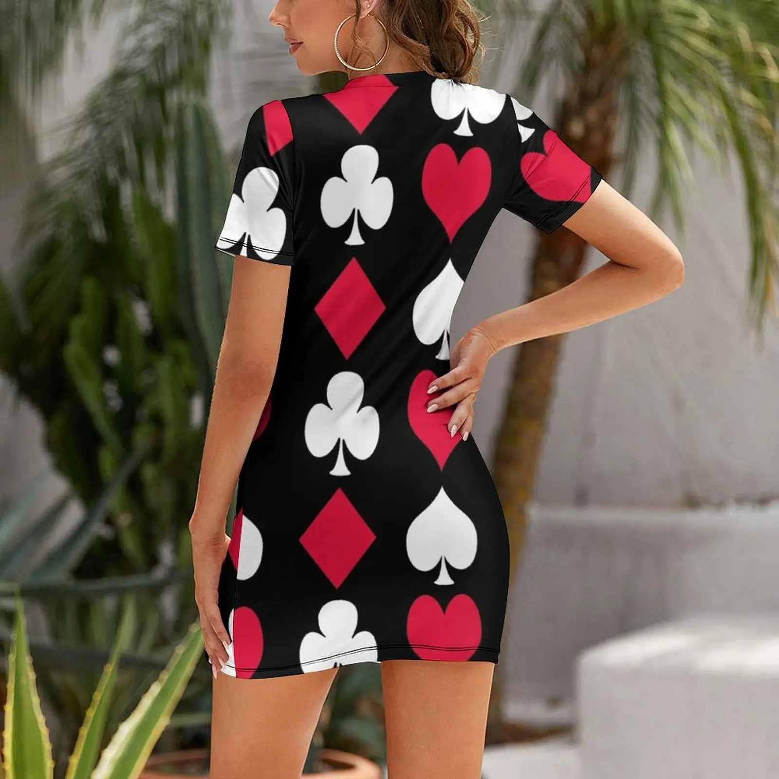 Playing Card Suits Inverted Short Sleeved Dress women party dresses dresses for prom Dress