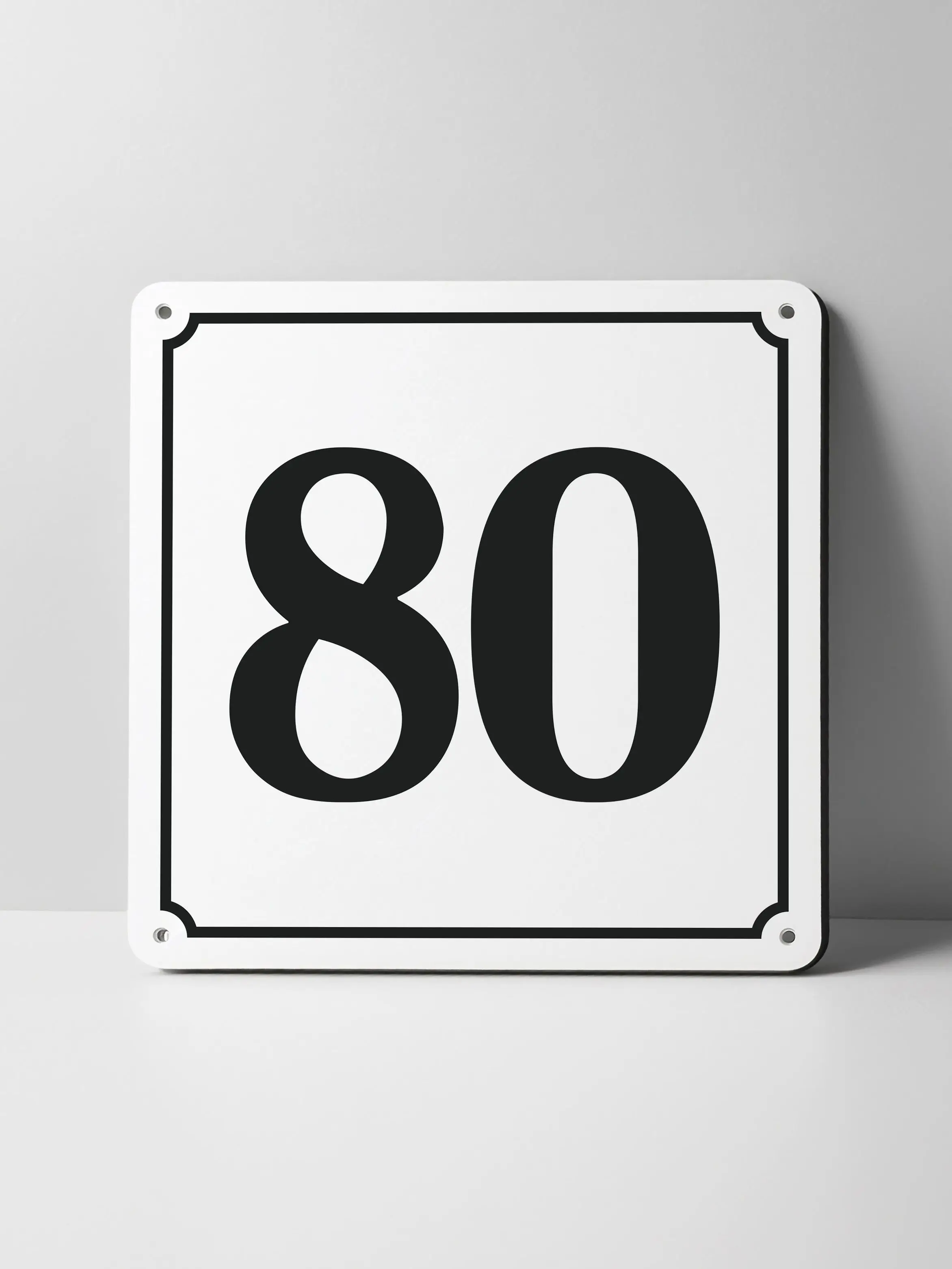 Decorative Metal Art House Number Sign, Black Numbers on White Background, Durable Outdoor Address Plaque for Home, Street, Publ