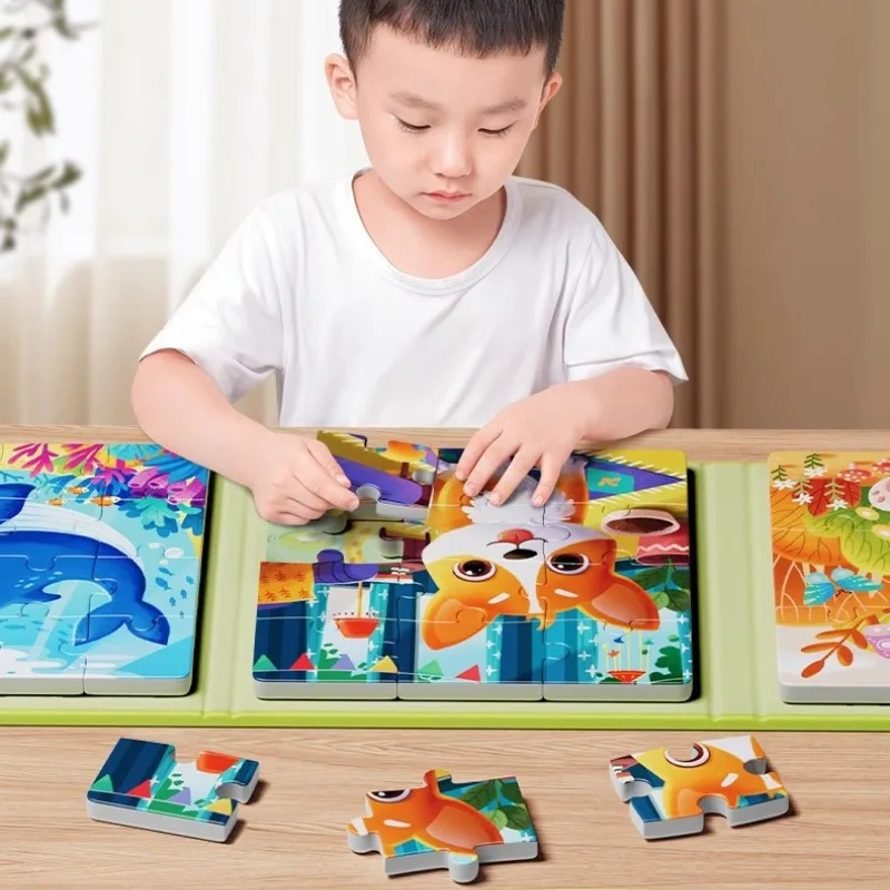 Montessori Faltbare 3D Magnetische Puzzle für Junge Mädchen Tier Puzzles Kinder Pädagogisches Lernen Spielzeug Geschenke Eltern-kind-Spiel
