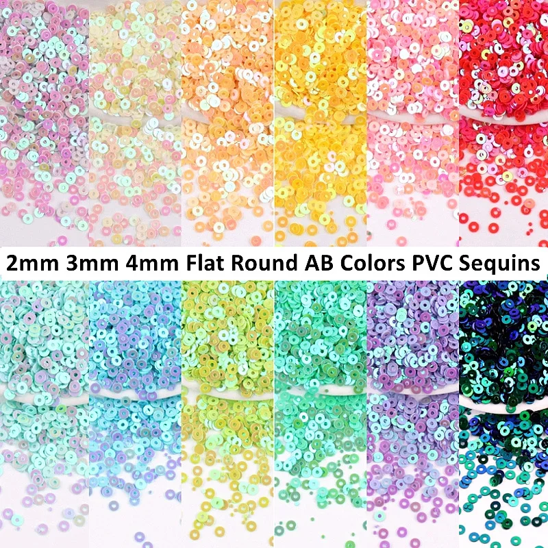 

2mm 3mm 4mm Round Sequins, Magic Transparent AB Sequins PVC Clothing Shoes and Hats Accessories DIY Hand-embroidered Flat Pieces