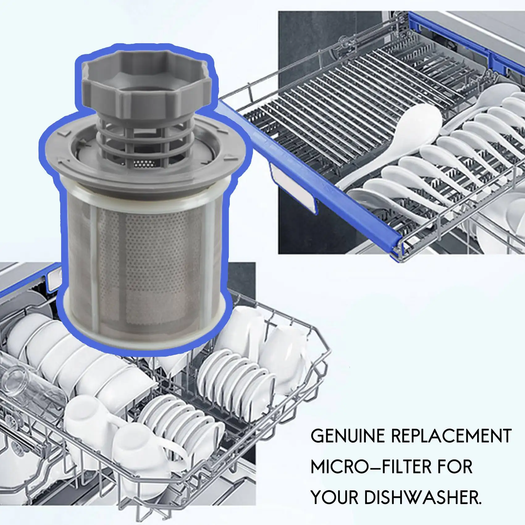 Máquina de lavar louça Mesh Filter Set, Cinza PP, substituição para Bosch, 427903, 170740 Series, 2 Part