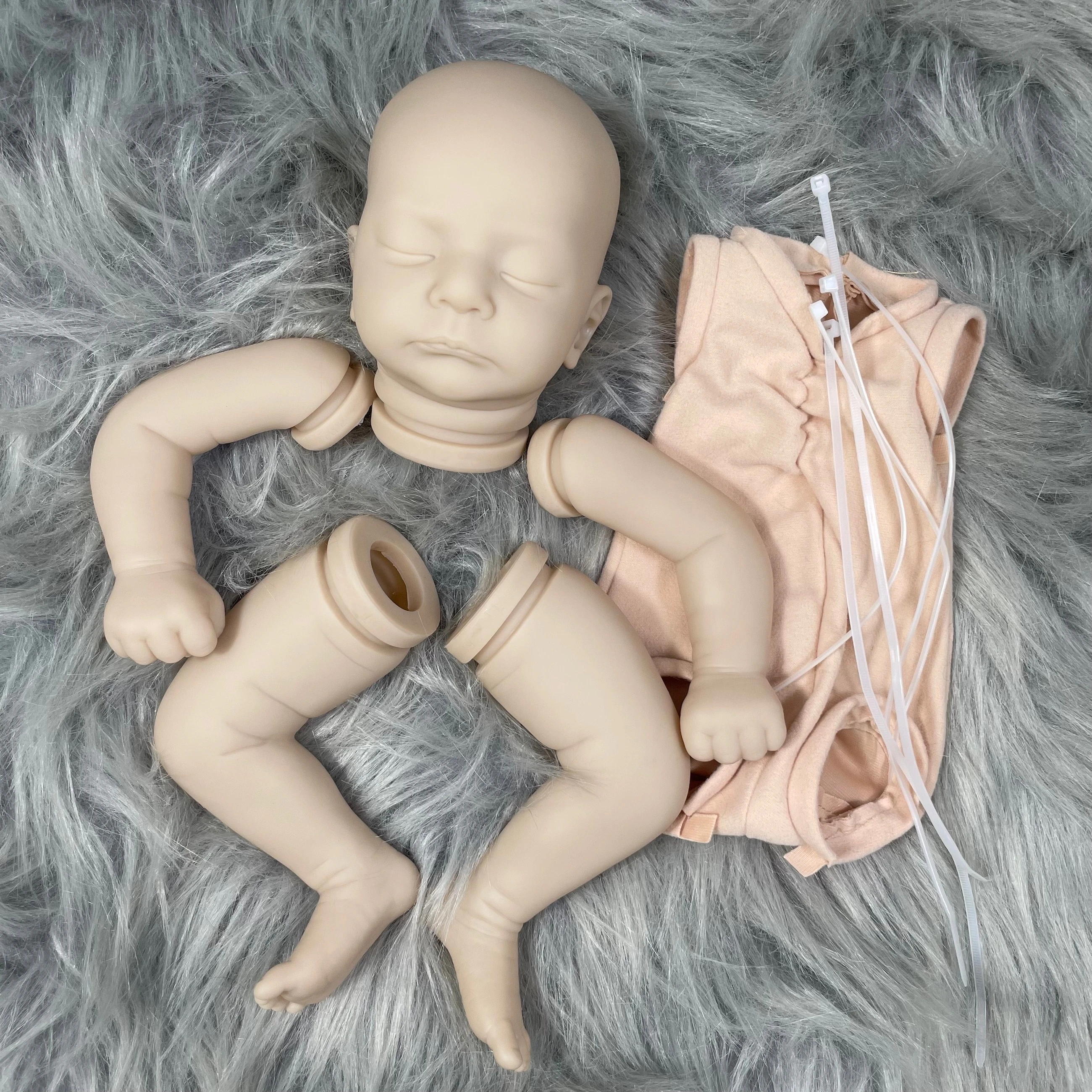 MRB 19 Inch  Reborn Vinyl Doll Kit Kai Unpainted Blank Doll Parts Lifelike Mold With Full Arms and Legs Cloth Body Included