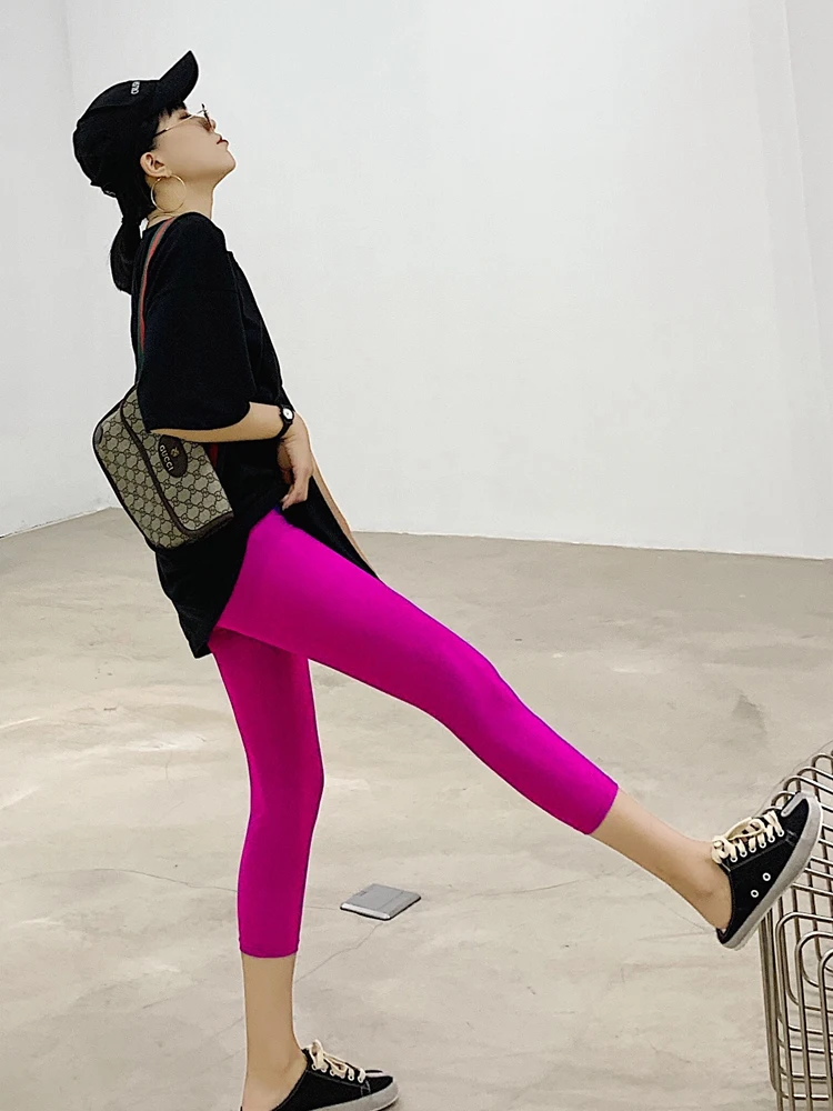 الصيف رقيقة الحرير الجليد اليوغا السراويل النسائية الرياضية ضيق سبعة تسعة طول التخسيس ey قاعدة طبقة السراويل ألياف البولي يوريثين المرنة