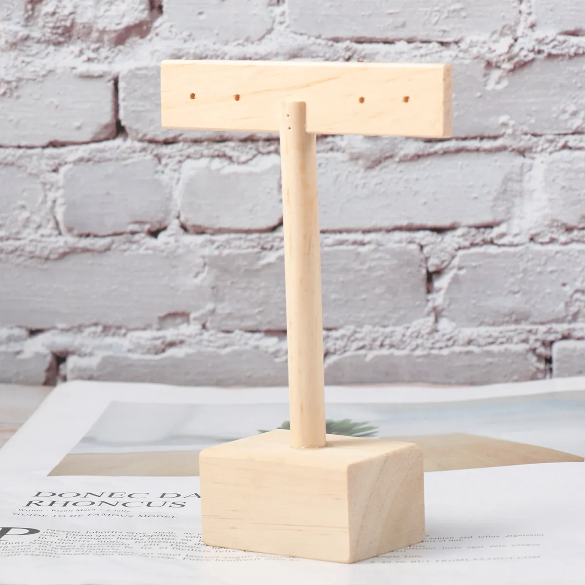 T Shape Solid Wood Jewelry Rack for Earrings Ear Pendants Necklaces Bracelets High Quality Wear Resistant Display Storage