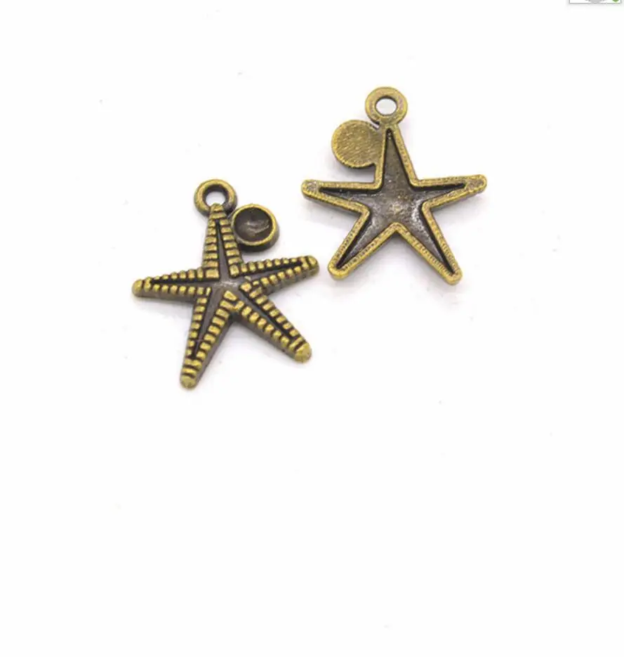 80pcs Charms marine starfish 22*19mm Antique Silver Color Pendants DIY Crafts Making Findings Handmade Tibetan Jewelry F0626