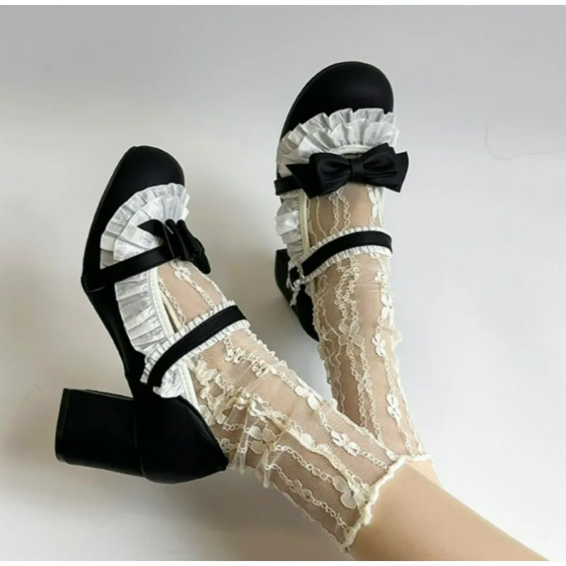 

Cute Butterfly-knot Women JK Mary Jane Shoes Concise Shallow Shoes 2026 Spring Women's Lolita Style Party Dress Leather Shoes