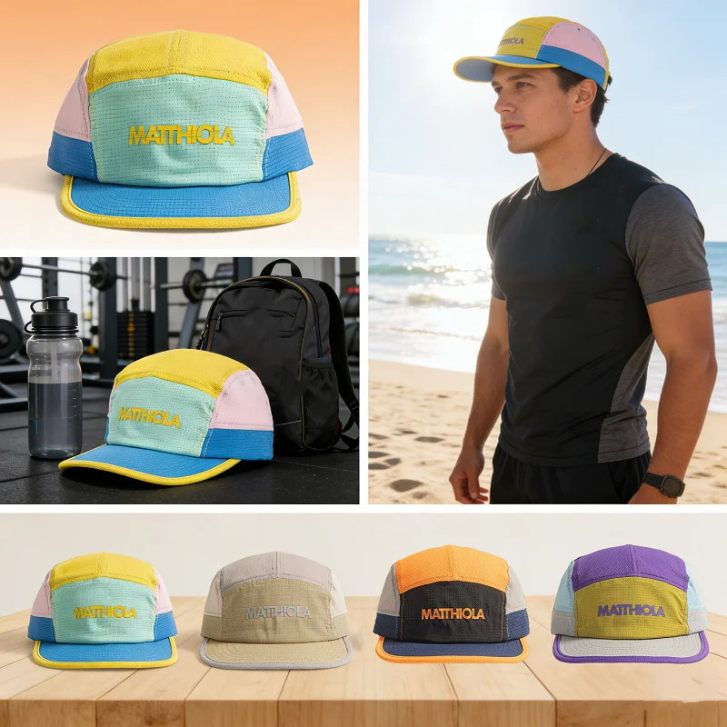 

American Color Block Five-panel Letter Print Baseball Cap for Men and Women Summer Outdoor Sports Shade and Quick-drying Hat