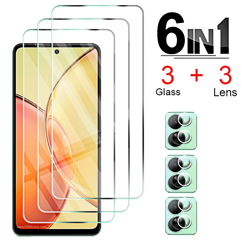 Vidrio Templado 6 en 1 para Vivo Y36 5G 4G, película protectora, Protector de pantalla en Vivo Y31 Y51 Y72 Y70 Y35 Y31s, vidrio para cámara de teléfono