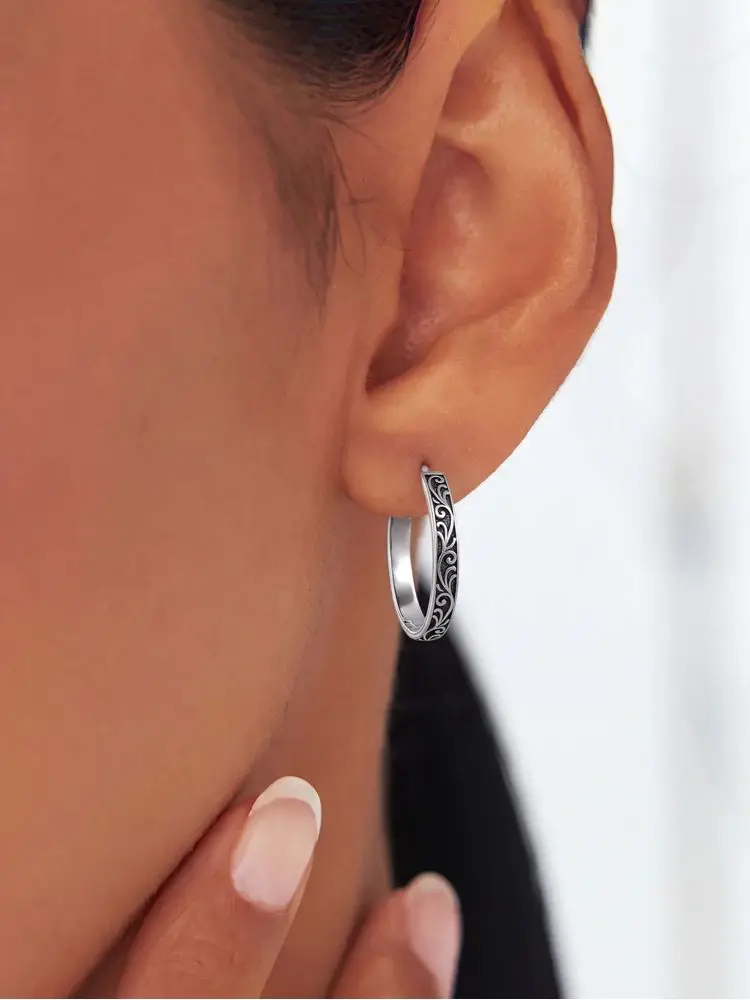 Vintage Personality Curly Grass Vine Blackening Earrings For Women Daily Wear Anniversary Party Fashioned Gift Trendy Jewelry