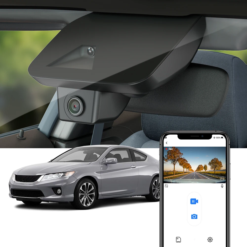 كاميرا Fitcamx 4K Dash لسيارة Honda Accord 2013 2014 2015، مسجل فيديو رقمي للسيارة بدون خياطة، كاميرا واي فاي داش، تسجيل حلقة #1