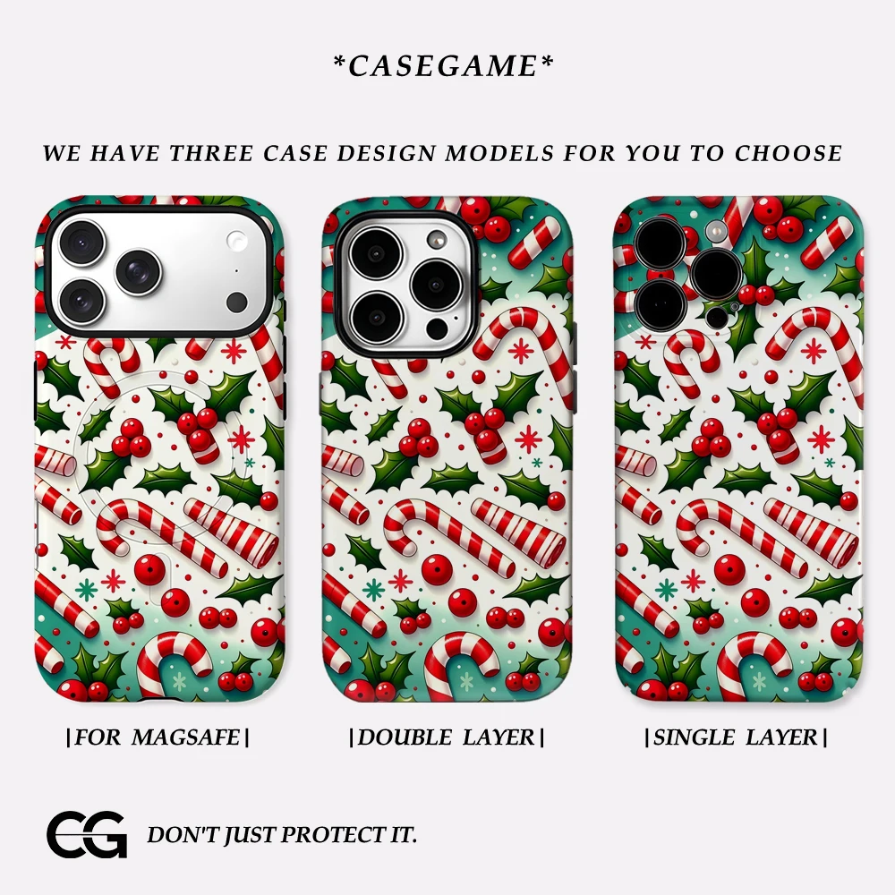 حافظة لهاتف آيفون 17 من Candy Cane Fun لهاتف آيفون 17 16 15 14 13 12 Pro Max Plus غطاء خلفي مزدوج الطبقة #1