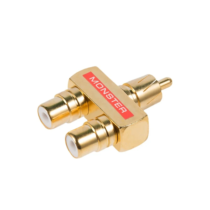 RCA ذكر التوصيل إلى 2 RCA أنثى المقبس موصلات 3 طريقة مطلية بالذهب RCA موصل HIFI محطات الصوت للصوت والفيديو