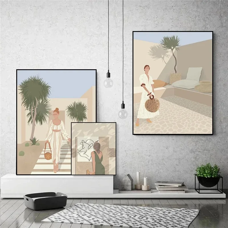 2026 Frauen- und Blätterdrucke Poster Geschenk für Mädchen Leinwandbilder Raumdekor Figurenmalerei