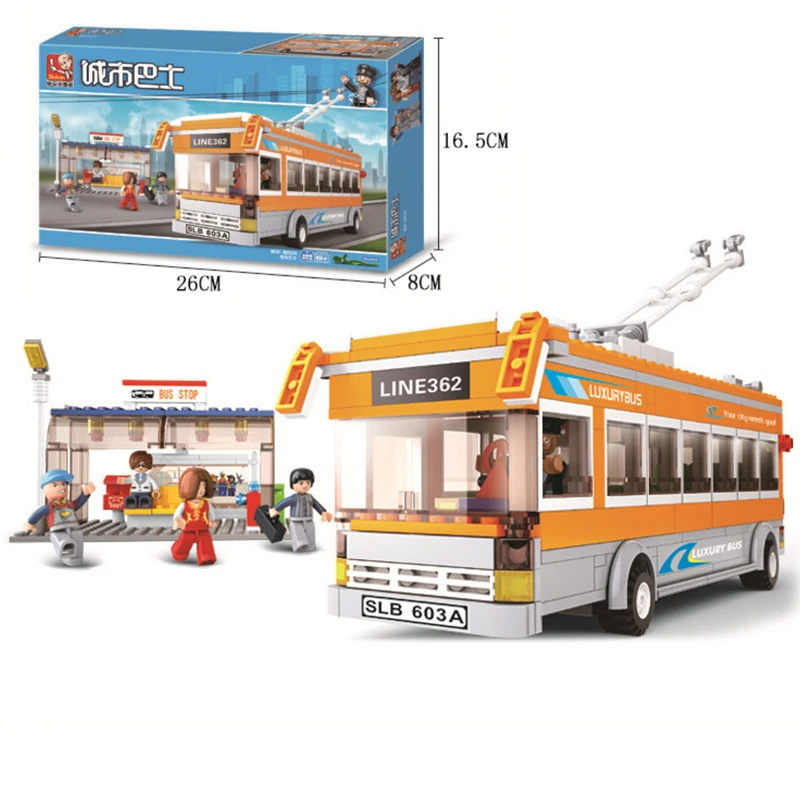 457PCS City Bus Building Blocks Tram Bus Station Model Bricks Set With Mini Figures Desktop Deco DIY Toy For Kids Holiday Gifts