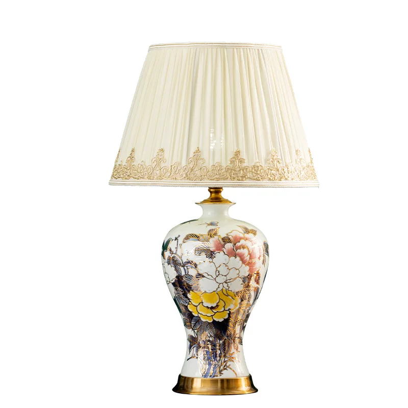 

Handmade gold ceramic desk lamp bedroom bedside living room hotel decorative lamp