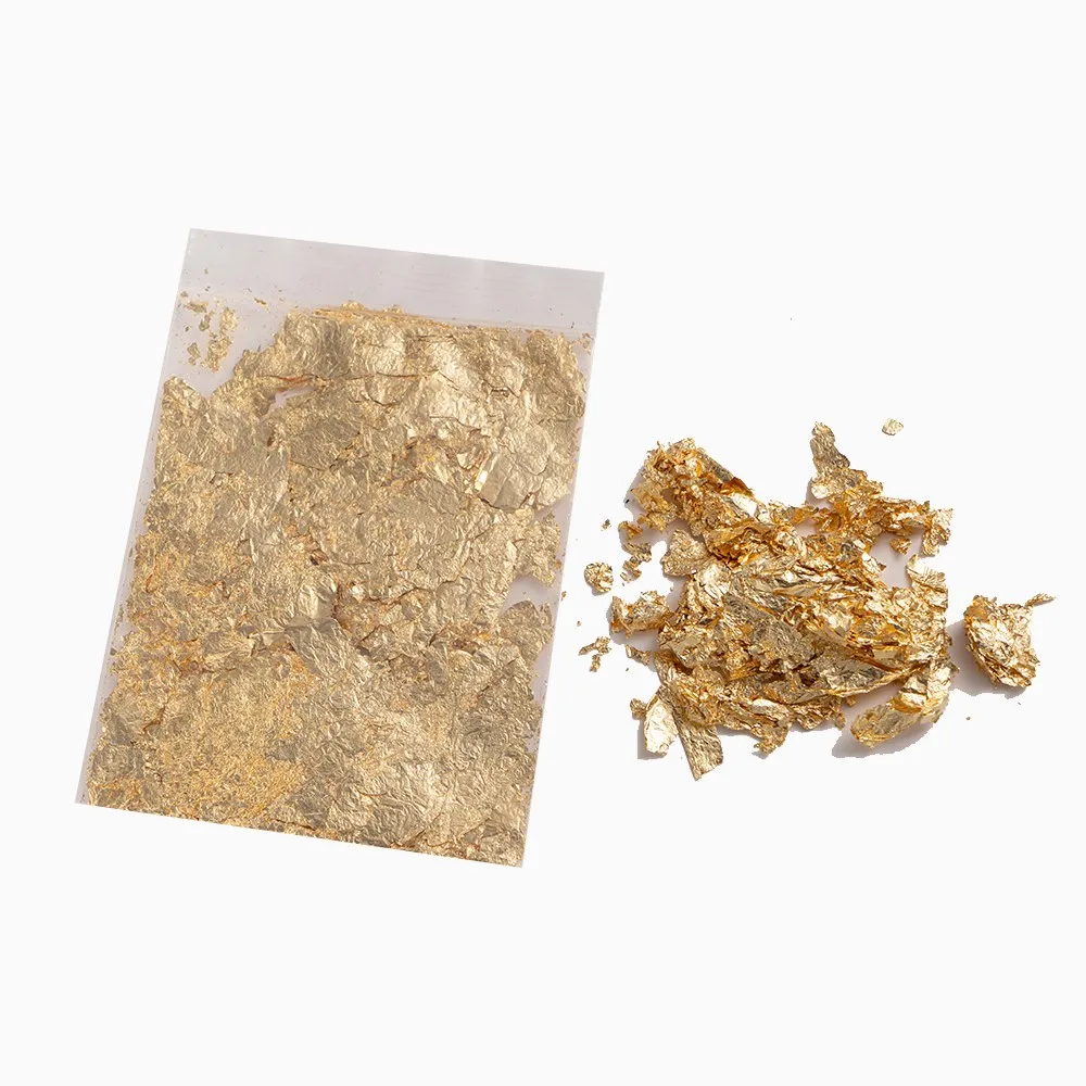 1/2/5g Imitation Gold Sliver Foil Sequins Craft Leaf Glitter Flake Sheet Shiny Foil DIY Resin Filling Nail Art Jewelry Making