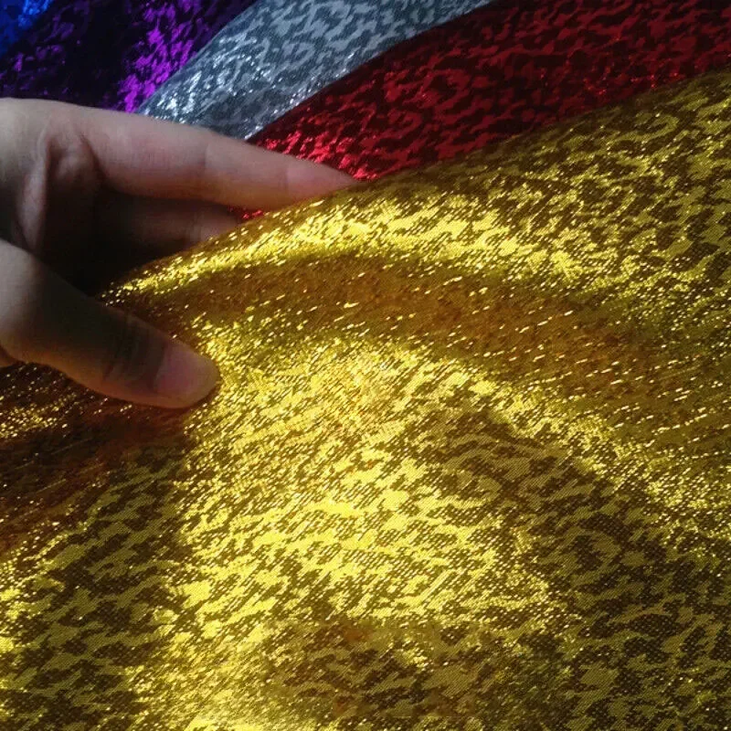 Leopard Print Hot Stamping Glitter Fabric Double-Sided Gold Cloth Ethnic Stage Costumes Miao Clothing Fabric Gold Silver Cloth