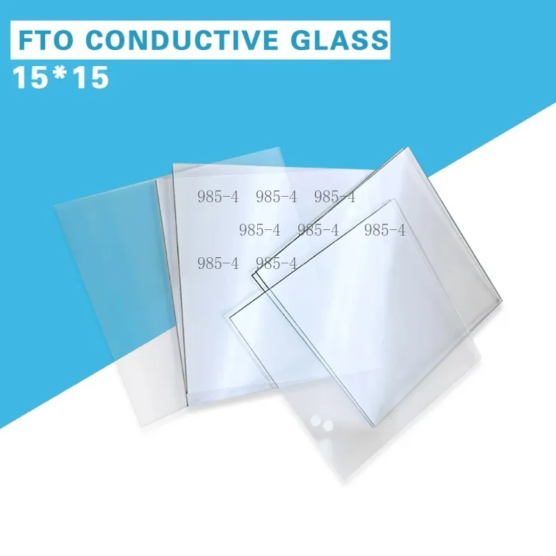 15x15x2.2mm FTO Conductive Glass, 15ohm/sq Transparent Fluorine Doped Tin Oxide Lab Glass 100Pcs