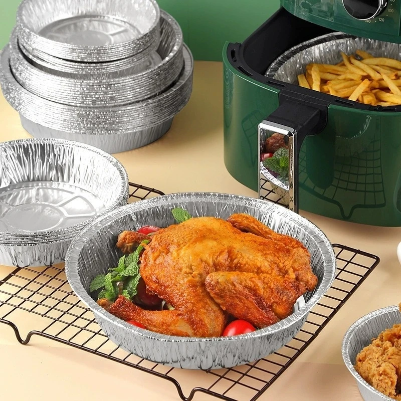 7-Inch Round Aluminum Foil, Disposable, Suitable For Baking And Air Frying, High-Temperature And FCM Level