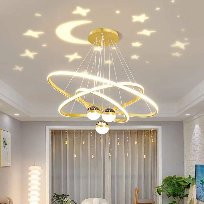 Modern Silica LED strip pendant light lustre Restaurant Round LED Star light Dining Room office lighting Home ring hanging Lamp