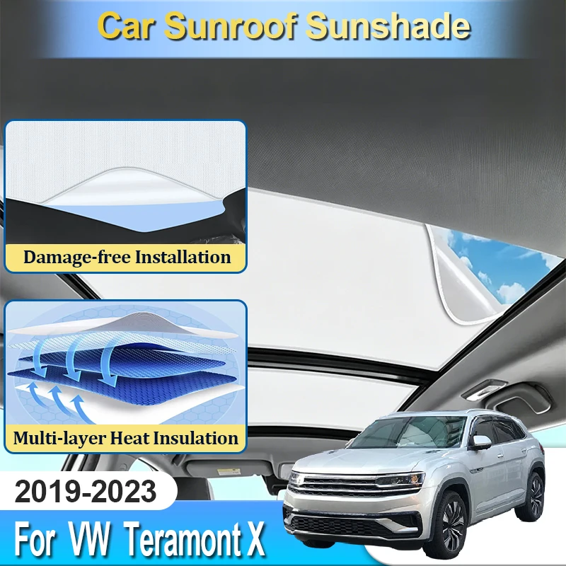 

Car Sunroof Sunshade For Volkswagen VW Teramont X Accesories 2019~2022 2023 Sun Cover Blocker Tools Foldable Electrostatic Parts