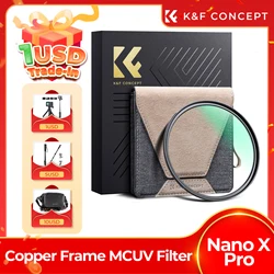 K&F Concept MCUV Filter HD Ultra Thin Copper Frame 36Layer Anti-Reflection Green Film Camera Lens Professional Nano-X PRO Filter