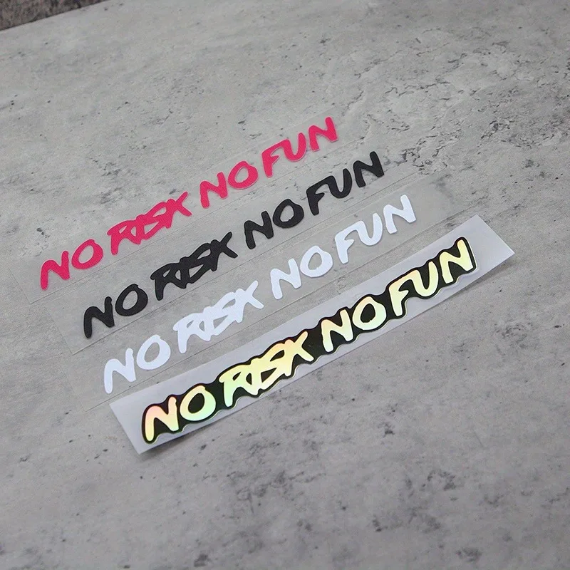 

1PC NO RISK NO FUN Waterproof Vinyl Sticker Bold Black Pink Lettering Durable Decal for Vehicle Window Motorcycle Decor