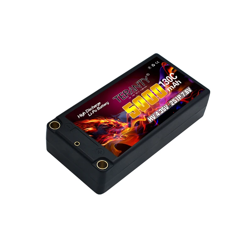 TREANTY 2S 7.6V 5000mAh 130C/260C with 5mm Bullet T Plug Suitable for Remote Control Car Model RC Toy High Rate Lipo Battery