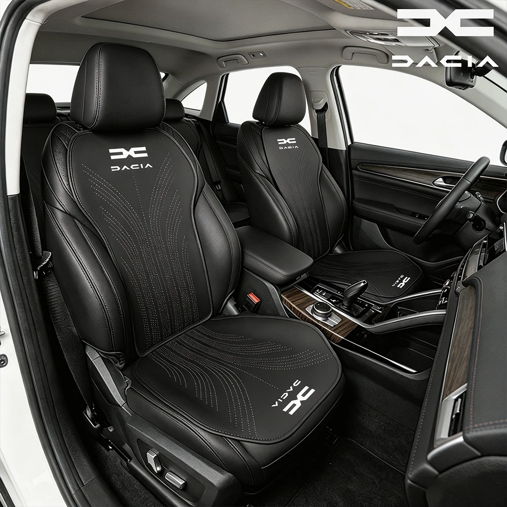 Cuscino per Sedile Auto in Pelle Nappa Traspirante per Tutte le Stagioni, Set Completo di Accessori per Dacia Sandero Stepway Duster Logan MCV Jogger Lodg