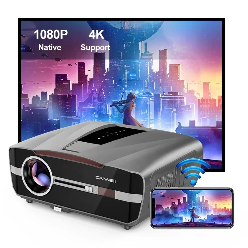 Portable Projector with 13000 Lumens Full HD 1080p 200inch Display Smart LED Video Projector