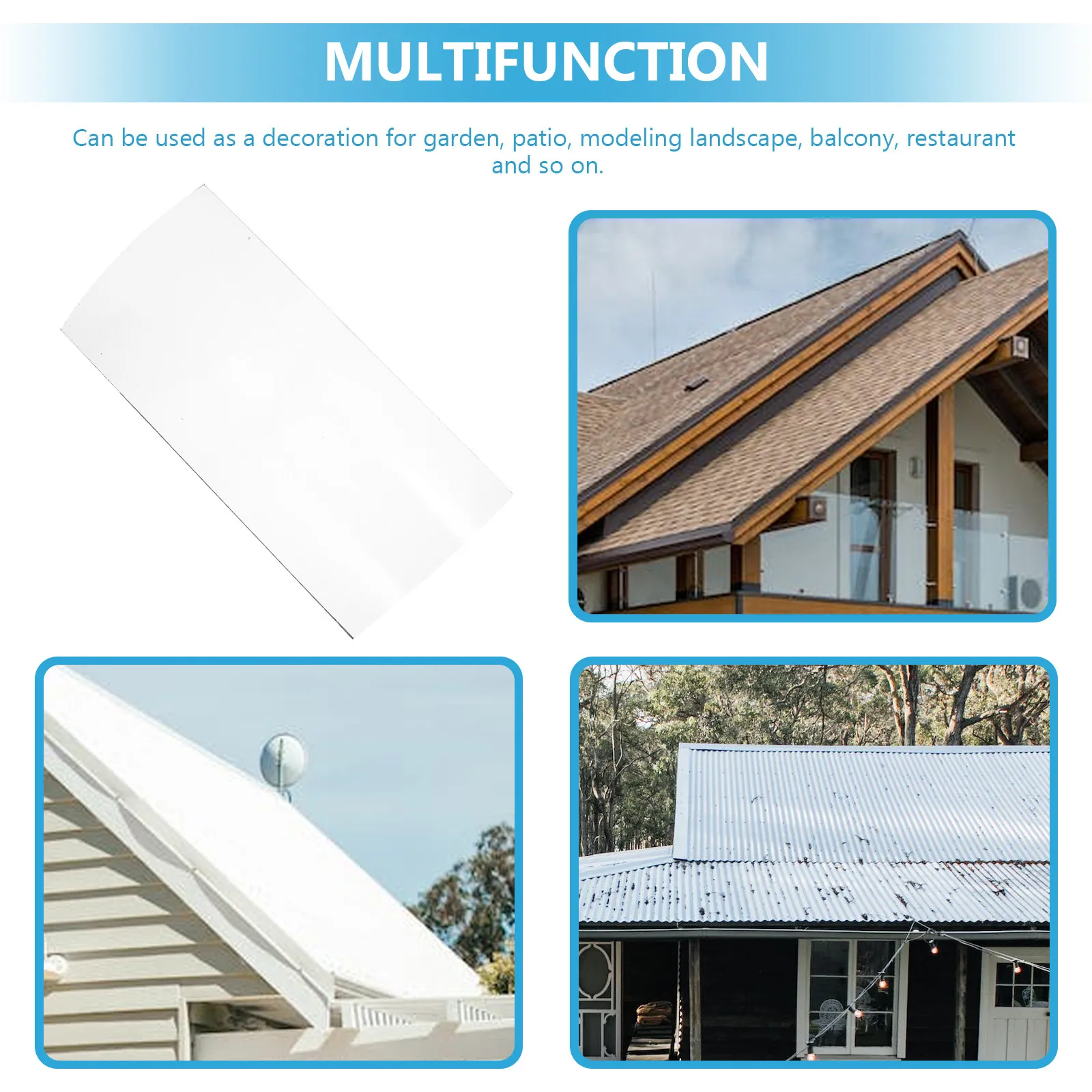 Clear Glass Roof Tile Non-Breakable Sunproof Rainproof Rustproof for Balcony Garden Patio Restaurant DIY Landscaping Decor