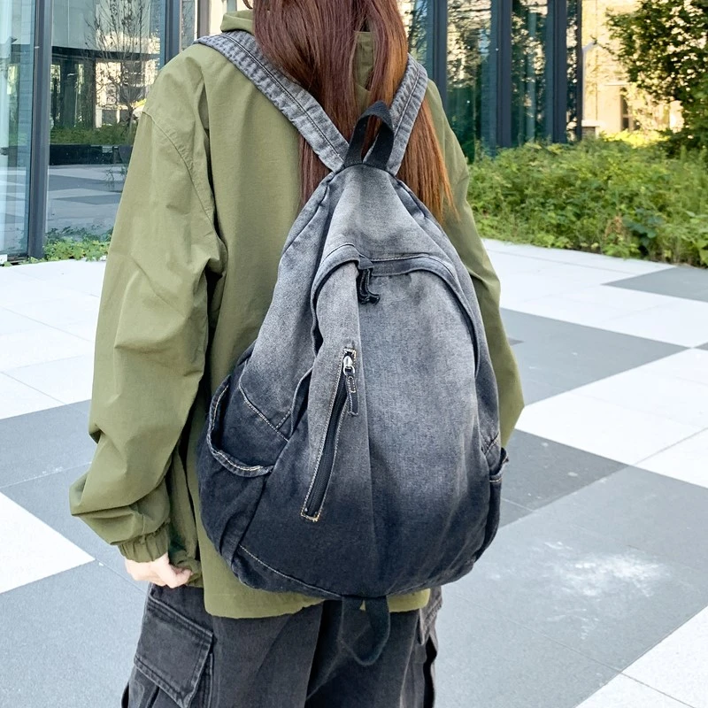 Men's and Women's Backpacks, Student Schoolbags, Large-Capacity Washed Denim Bags Mochilas para hombre Мужской рюкзак Sac à dos