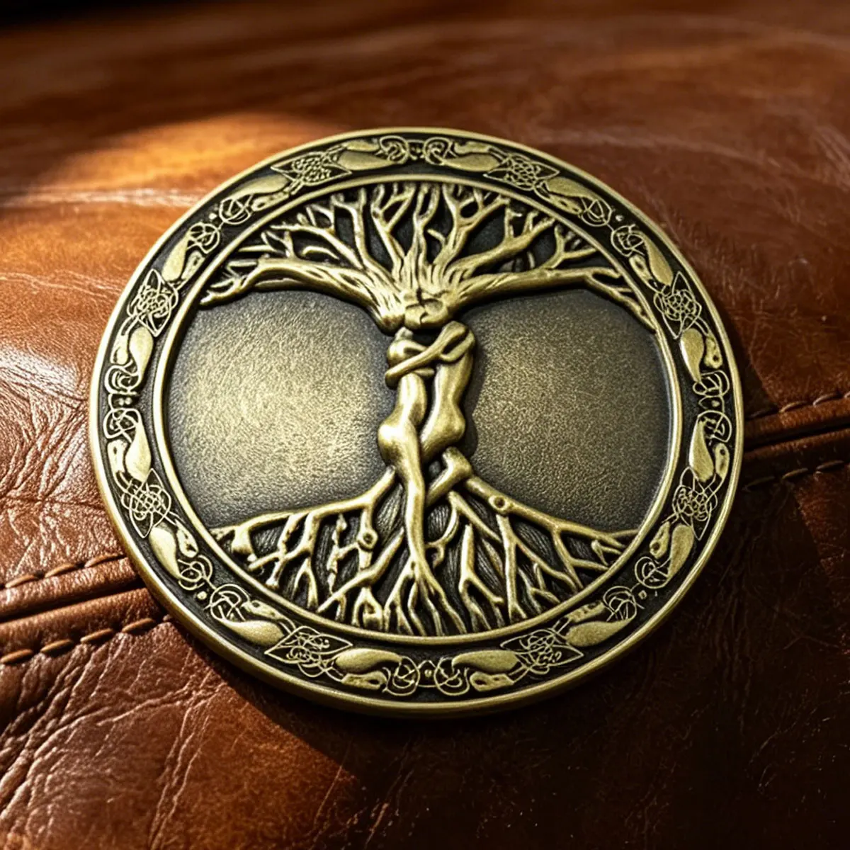 Retro Western Round Shape Belt Buckle Fashionable Leather Accessory Cowboy Tree of Life Classic Trend