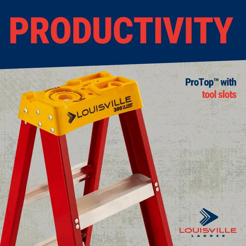 Escalera de fibra de vidrio Louisville, 4 pies, capacidad de 300 libras, tipo IA, modelo L-3016-04