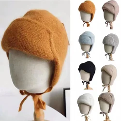 Women Winter Angora Knit Sequins Earflap Beanies Warm Autumn Outdoor Skiing Bomber Hats with Accessory for Teenager Wholesale