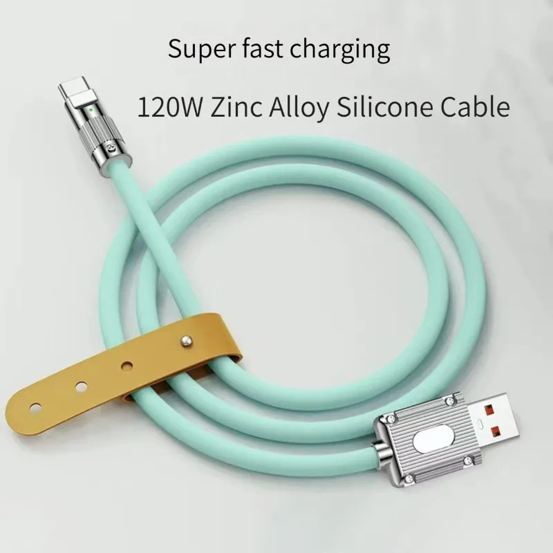 كابل بيانات من السيليكون السائل 120 وات 6 أمبير شحن سريع للغاية من النوع C لهاتف Xiaomi Huawei Samsung Quick Charge USB Bold Data Line