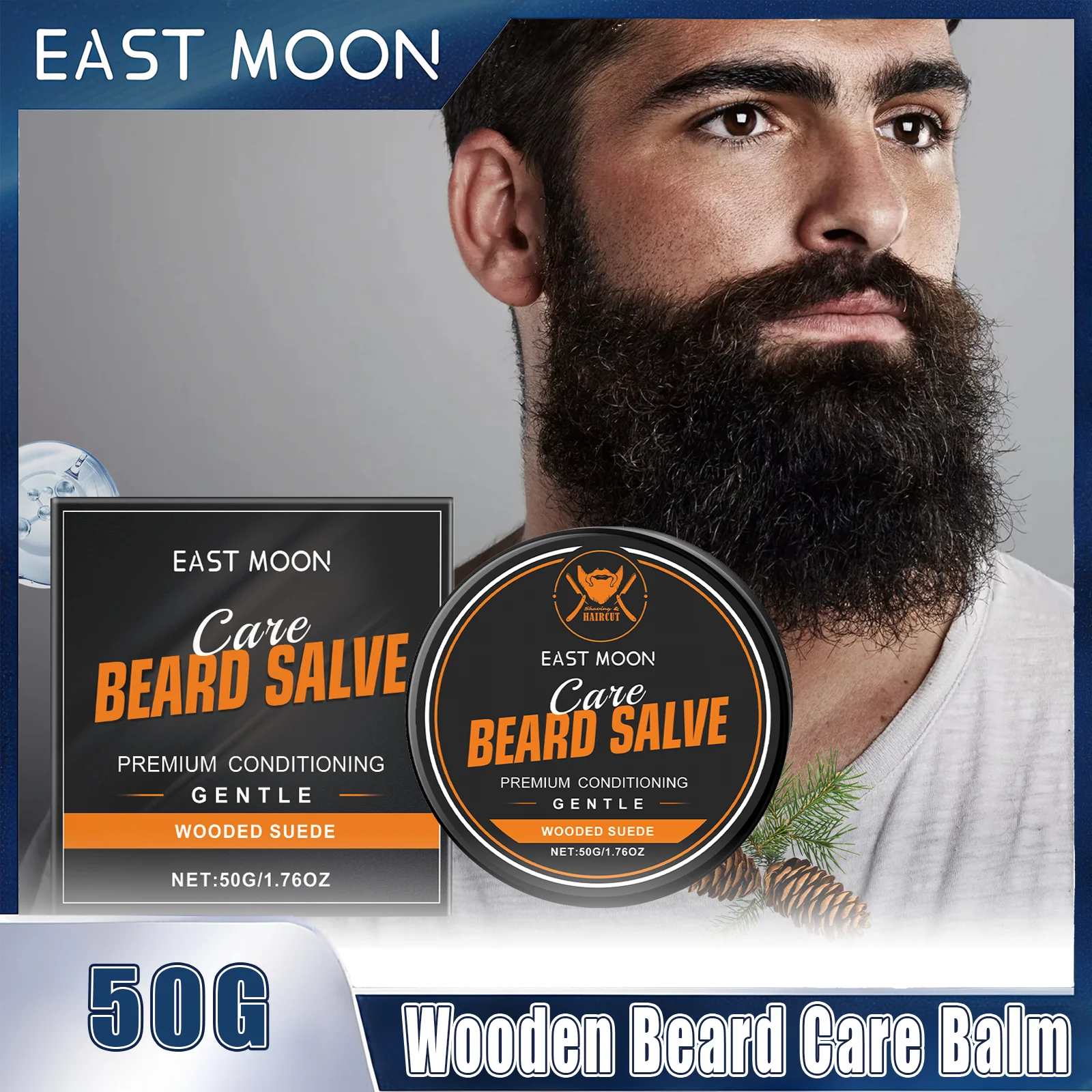 بلسم العناية باللحية الخشبية للرجال سلسلة مرطب اللحية المغذي ترطيب التصميم لطيف ناعم لامع اللحية المغذي بلسم #1