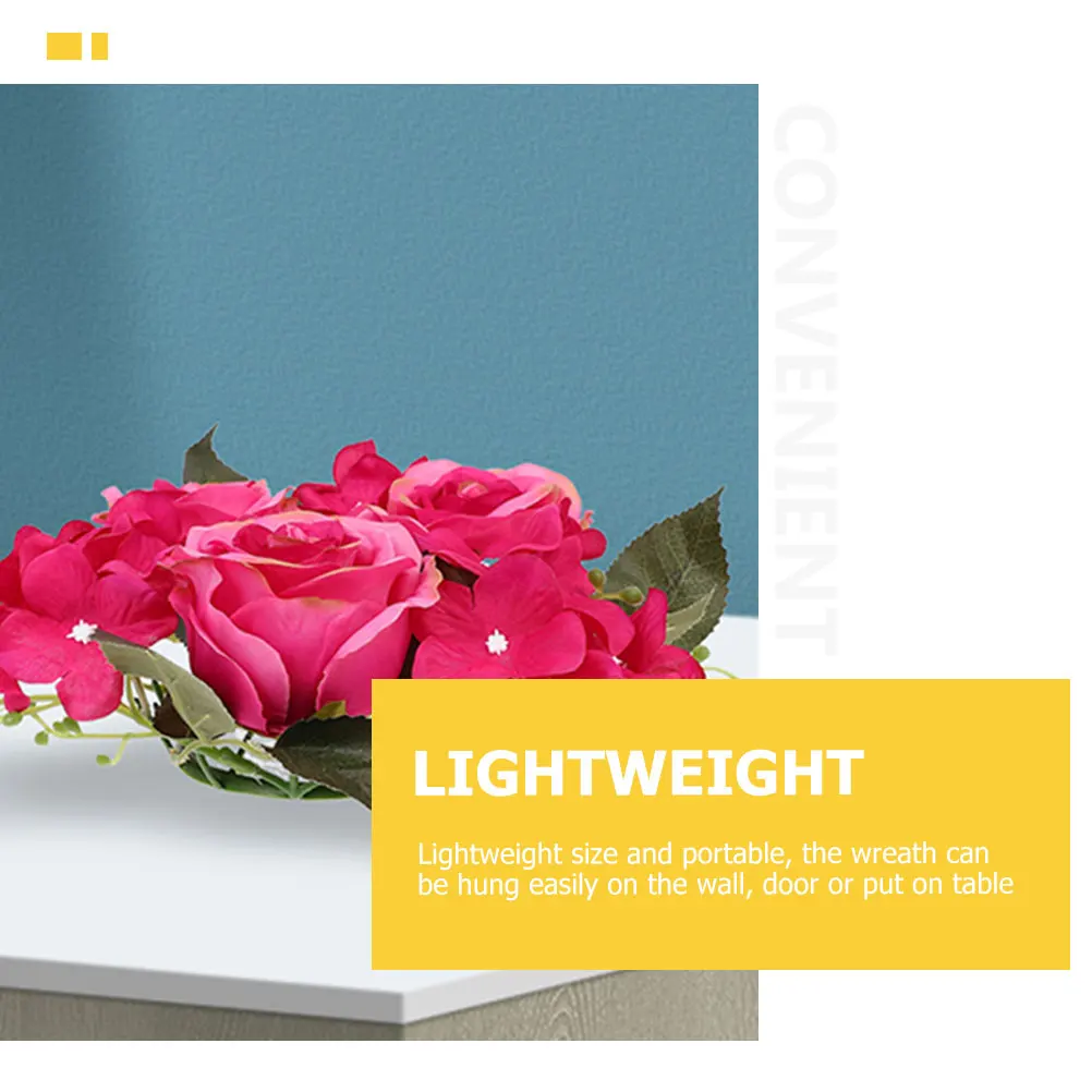 

3 Pcs Simulated Rose Holder Artificial Flower Wreath Floral Rings Wedding Table Decorations Holiday Pillar for Pillars
