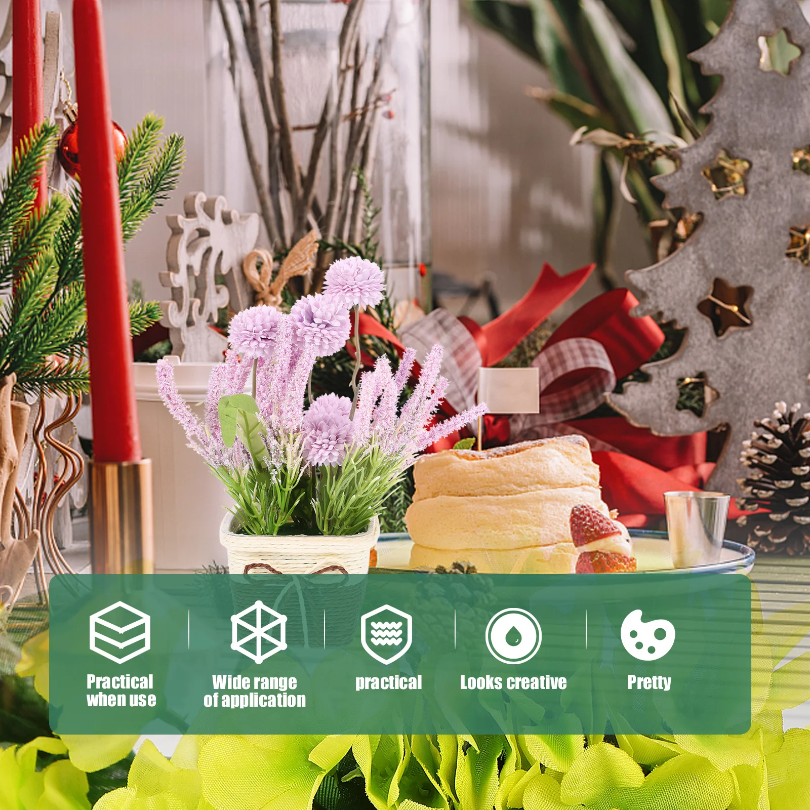 

Simulated Flower Bonsai Artificial Hydrangea Fake Lavender Potted Plants Home Decor Maintenance Free Desktop namentPlant Bonsai